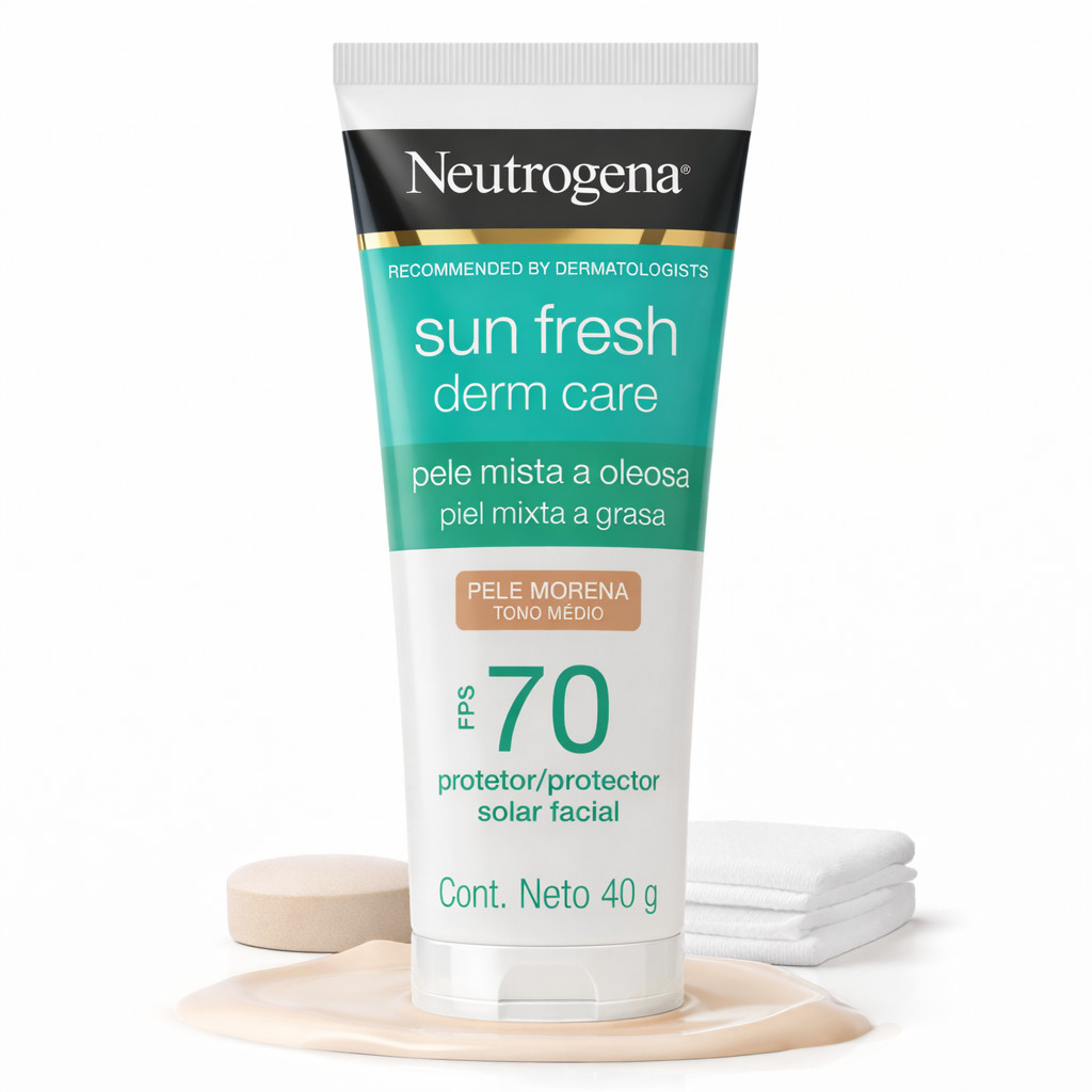 Protetor Solar Facial Neutrogena Sun Fresh Derm Care FPS 70 Morena 40g