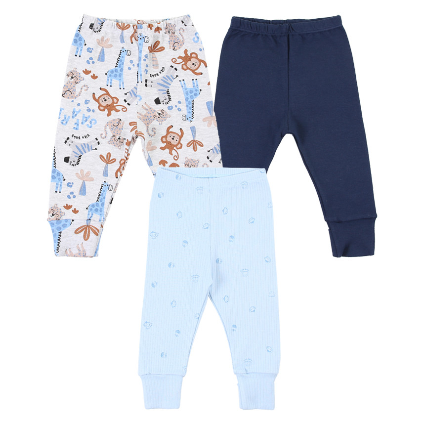 Kit Mijão Bebê Kiko Baby Suedine Vira Pé Estampa Safari - 3 Peças