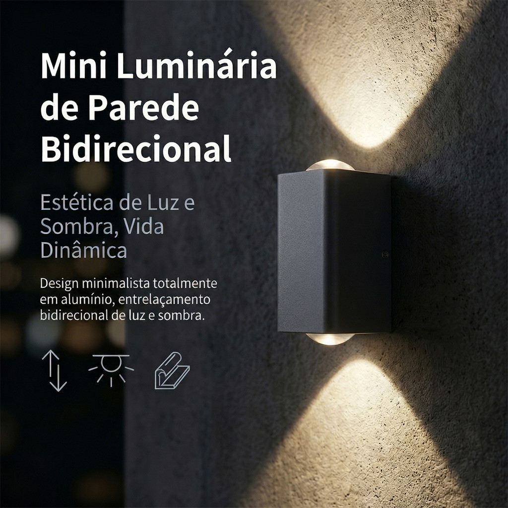 Mini Arandela Parede Bidirecional Led 6W Bivolt Externa IP65
