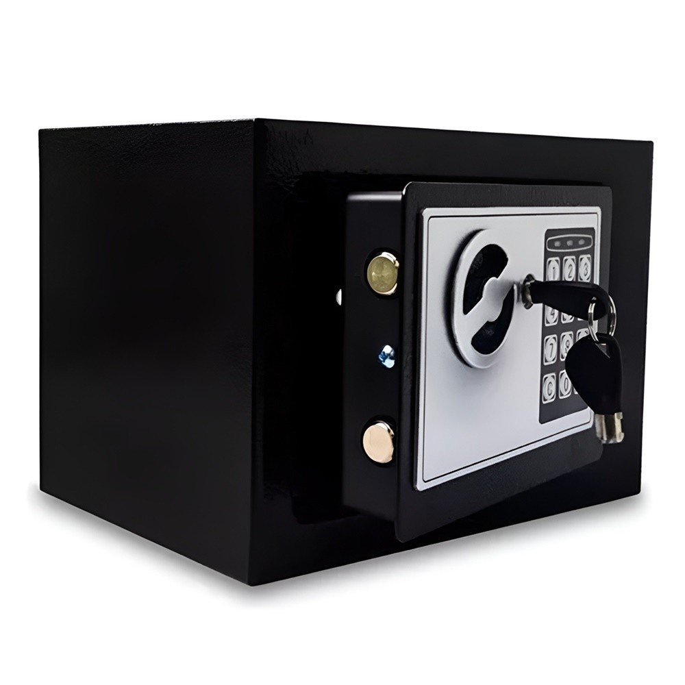 Cofre Eletrônico Digital Teclado Com Senha + 2 Chaves To17 Cor Preto