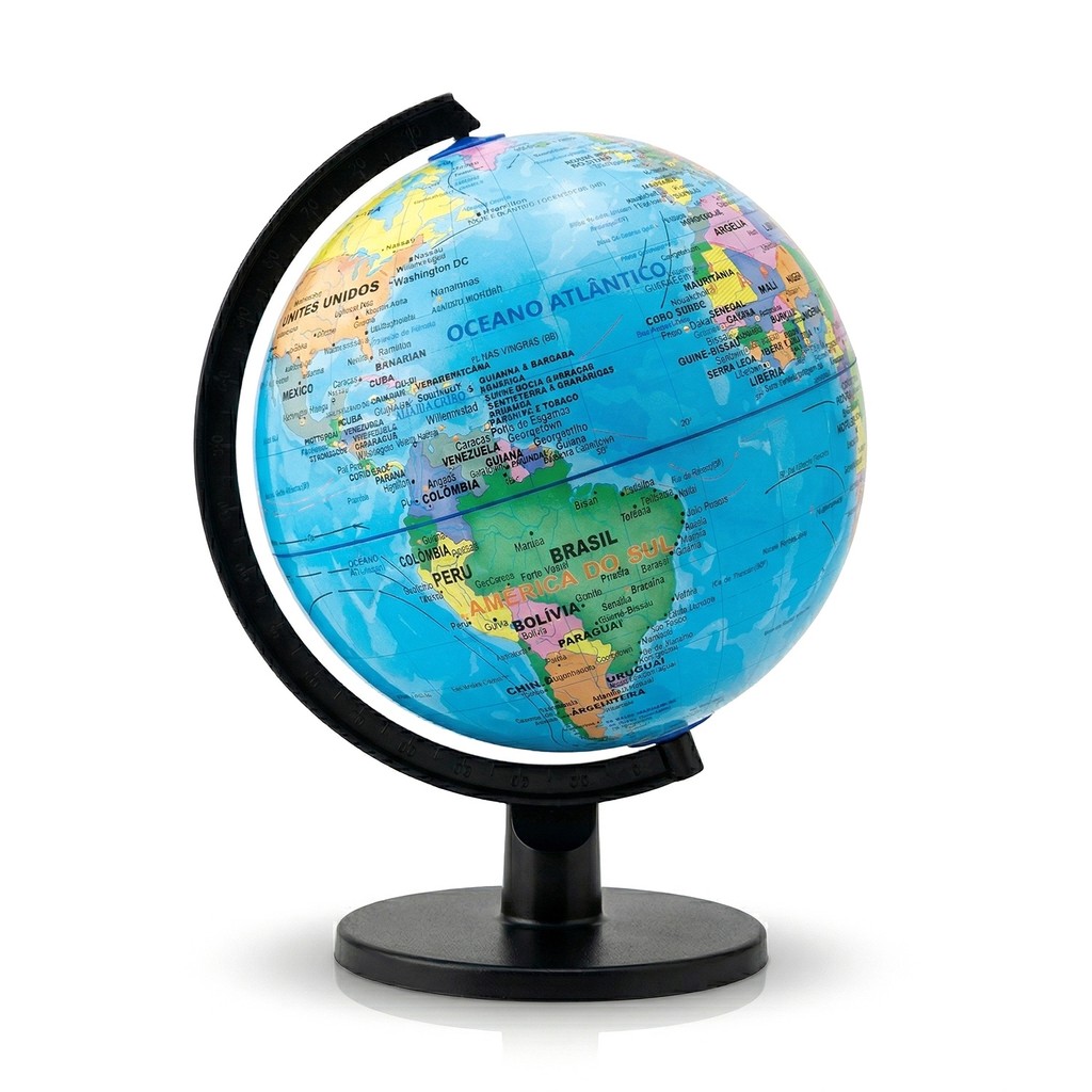 Globo Terrestre Mapa Mundi Escolar Giratório Geográfico Decoração De Mesa 25 Cm - Ravi