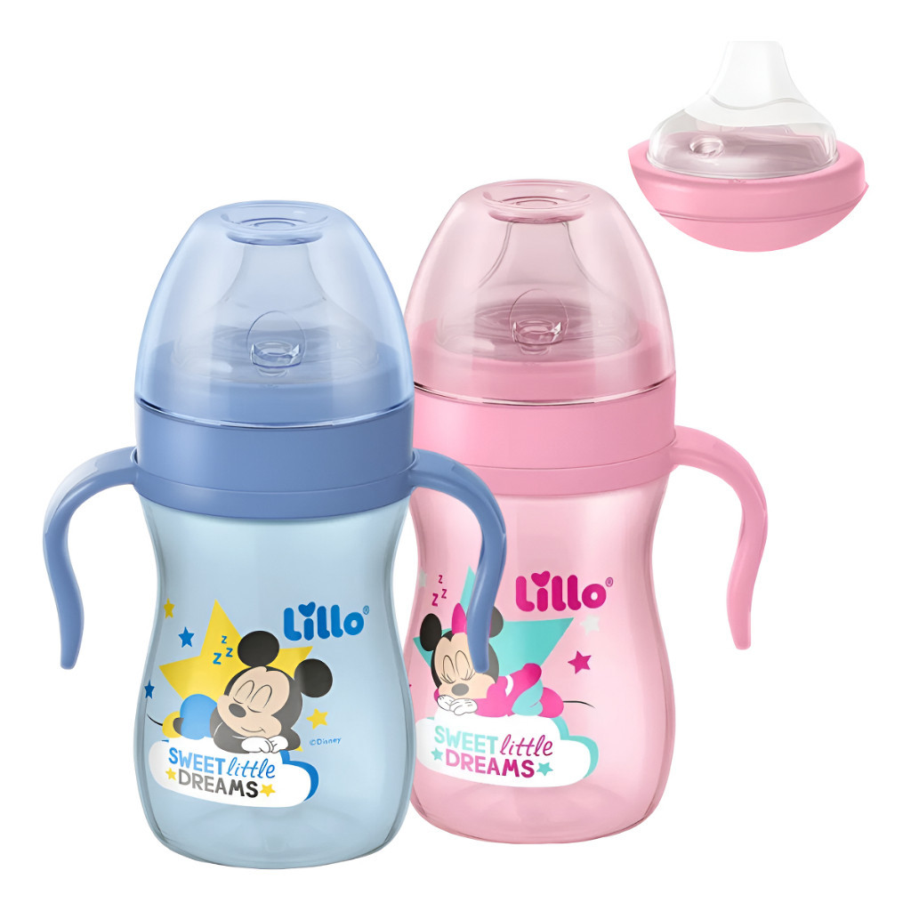 Copo de Treinamento  Disney Mickey ou Minnie 240ml  com Alças Evolution Antivazamento Lillo
