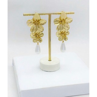 Brinco flor folheado ouro 18k primavera maxi brinco dourado