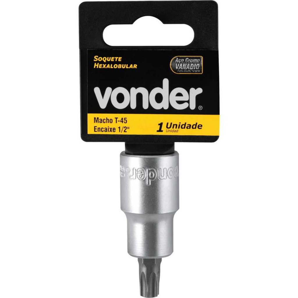 Soquete Hexalobular Encaixe 1/2'' T45 Vonder