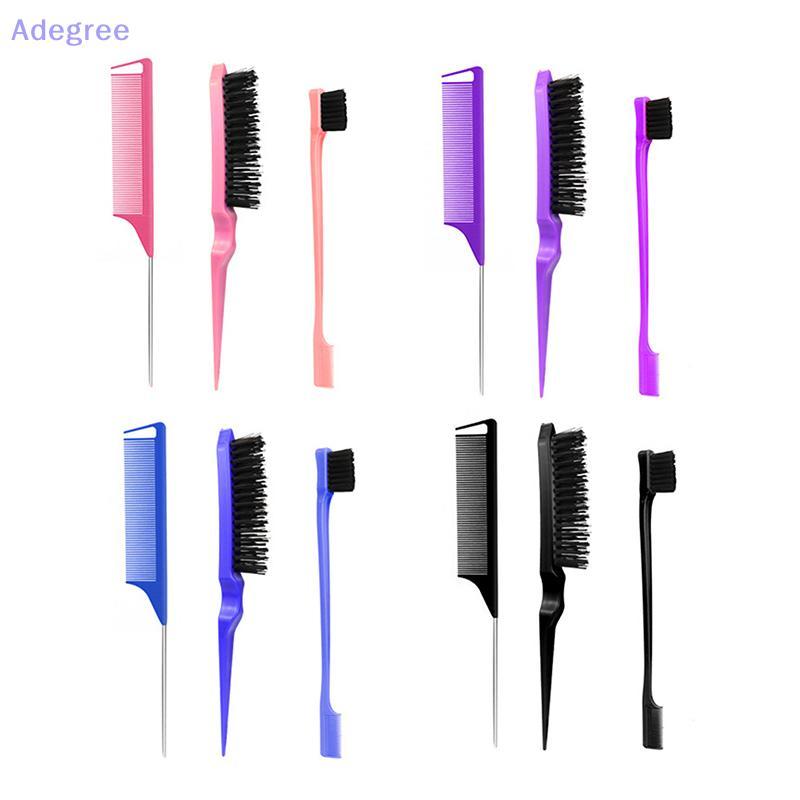 Adegree Conjunto De Escova De Cabelo Para Modelagem , 3 Peças , Borda Provocadora , Rabo De Rato Cabelos Cacheados/Retos