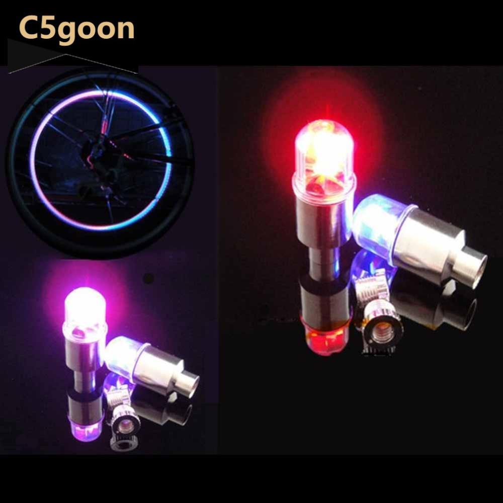 C5GOON 2Pc Bicicleta Motocicleta Roda Do Carro Falou Luz LED Tampas Da Válvula Pneu Ciclismo Lanterna Raios Hub Lâmpada 