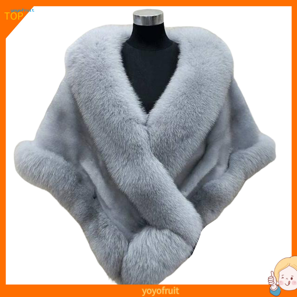 YOF Engrossado Quente Cor Sólida Fofo Capa Casaco Feminino Inverno Falso Vison Pele De Raposa Xale