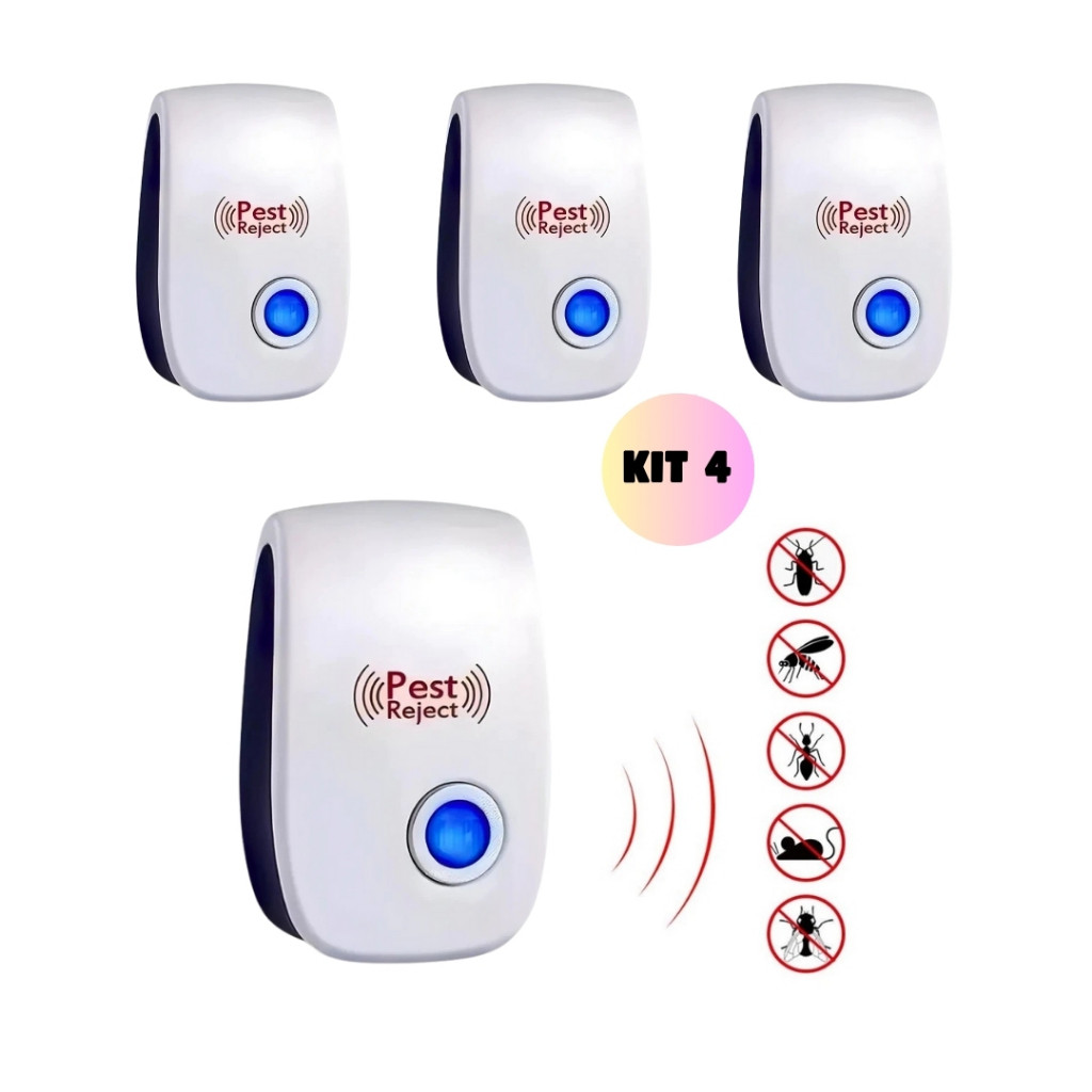 KIT 3 Repelente Eletrônico Ultrassônico Mosca Pernilongos Baratas Morcegos repele e Espanta Ratos
