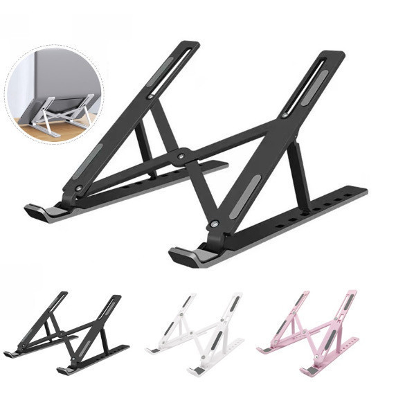 Suporte Ergonômico Ajustável e Dobrável para Laptop - Material: Alumínio/Plástico - Ajuste de 7 níveis BH4F