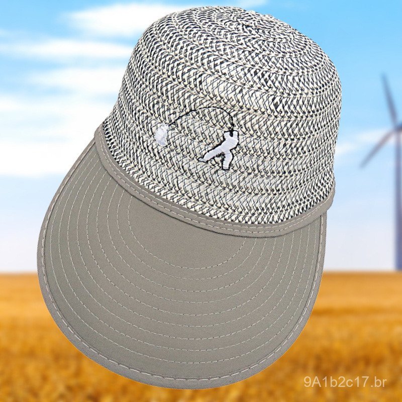 Boné de beisebol masculino para viagens ao ar livre no verão, chapéu de palha para pesca, chapéu de sol de aba larga com