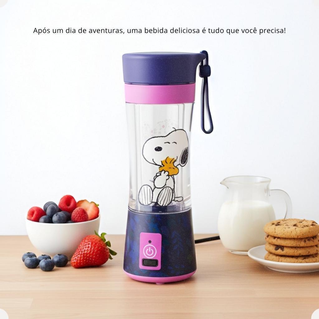 Garrafa Mixer Snoopy Bloom 300ml Portátil Recarregável Zona Criativa Mini Liquidificador Shake Whey Coqueteleira Fofo