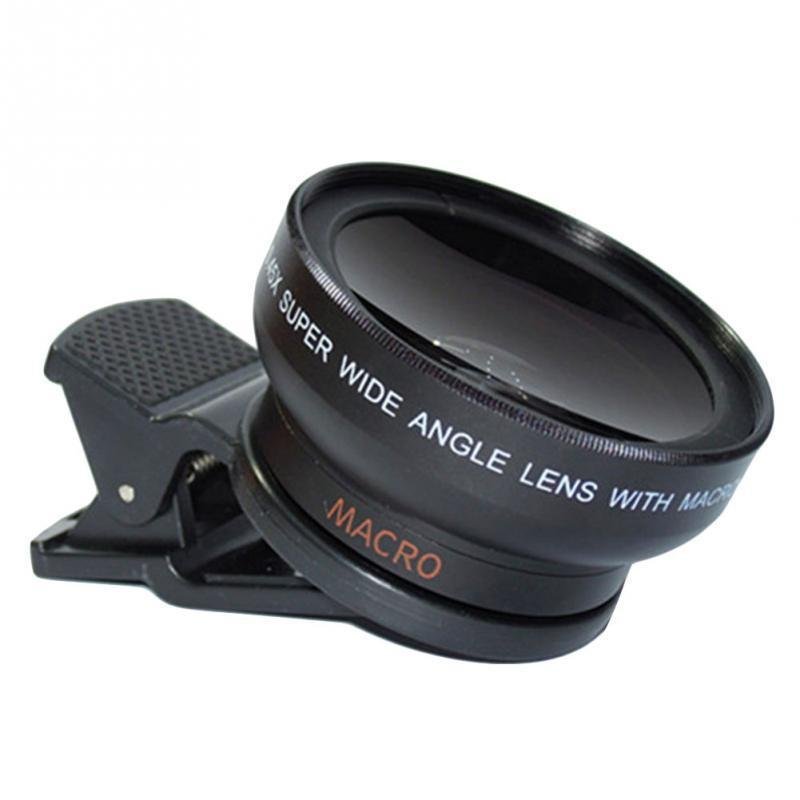 Lente universal profissional para celular 37MM 0.45X 49UV grande angular + macro 2 em 1 com clipe para celular, venda po