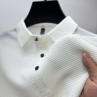 Moda gelo seda manga curta camiseta camisa gola verão cor sólida Paul camisa Polo meia manga topo masculino