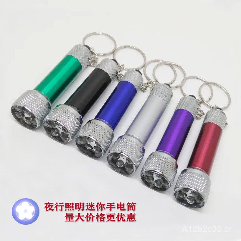 Lanterna Mini Super Brilhante com 5 LEDs, Luz Forte em Liga de Alumínio, Lanterna de Mão para Presente com Chaveiro