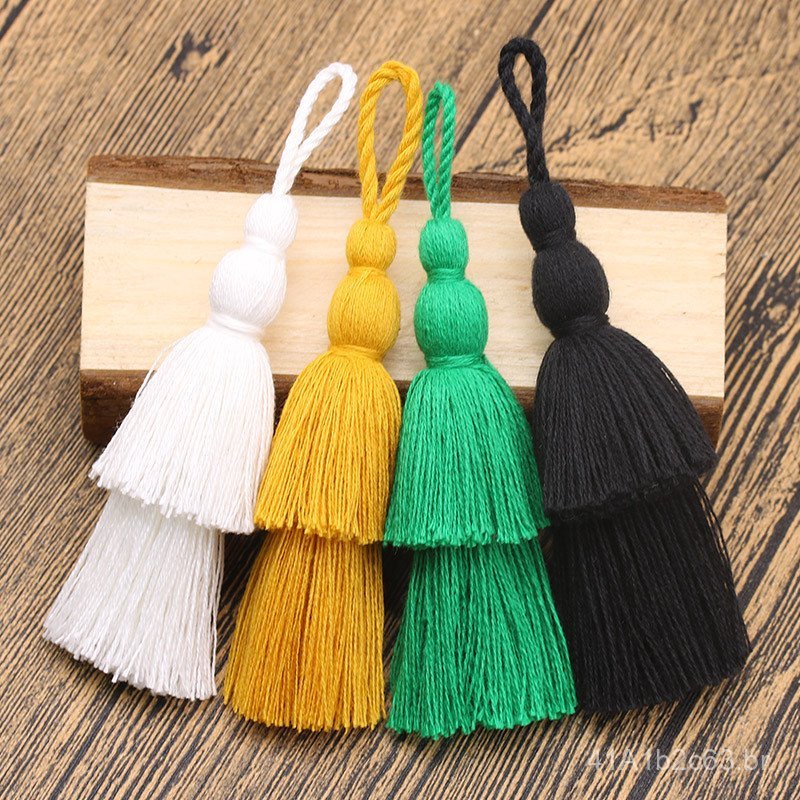 Diretamente do fabricante: Borlas de pinha de dupla camada, disponíveis em várias cores, pingentes para bolsas, borlas d