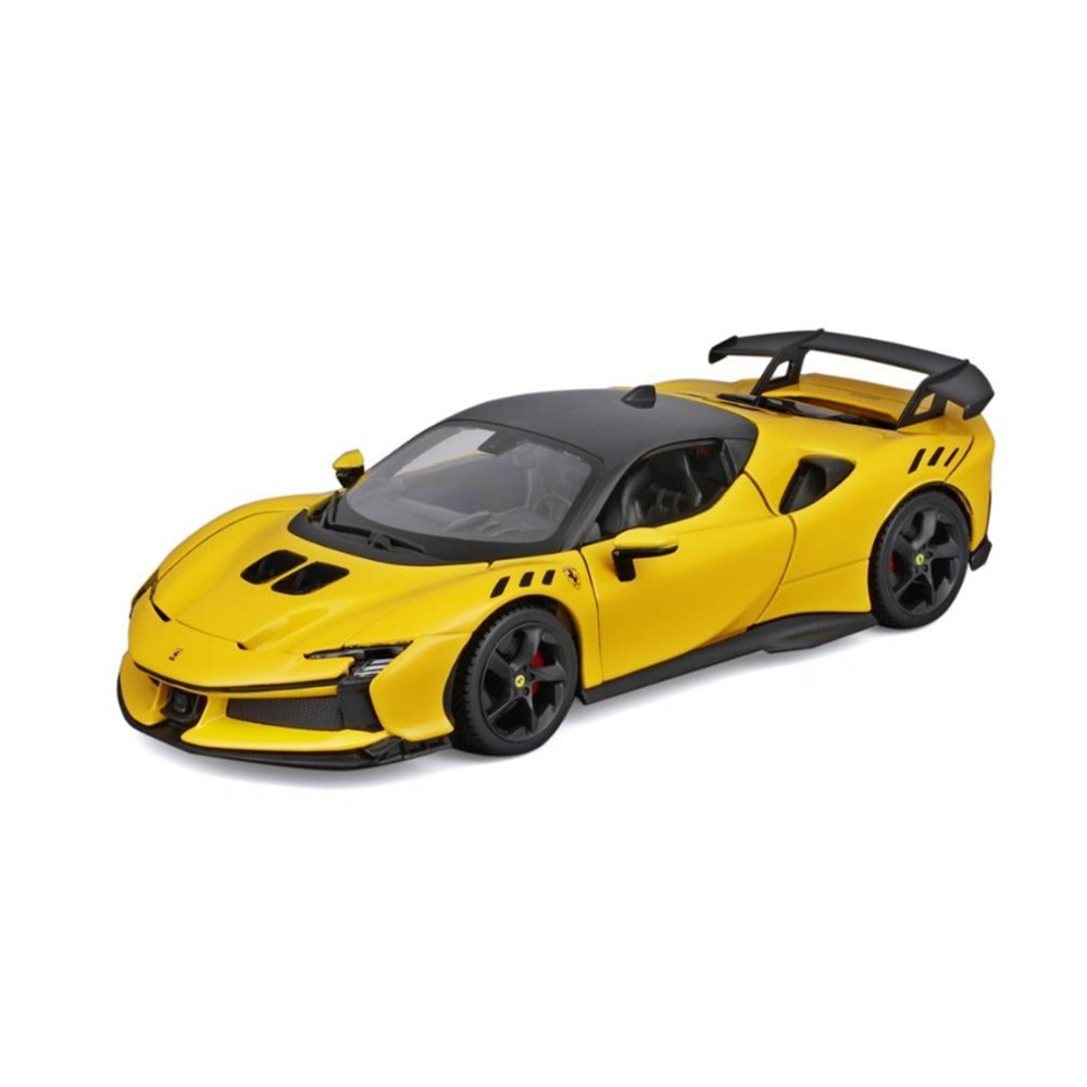 Miniatura Carro Ferrari SF90 XX Stradale - Race e Play - Amarela - 1:24 - Burago