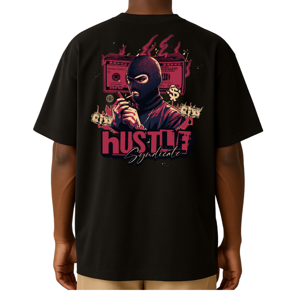 Camiseta Oversized Academia Unissex 100% Algodão "Hustle Syndicate" Conforto Estilo para seu Treino