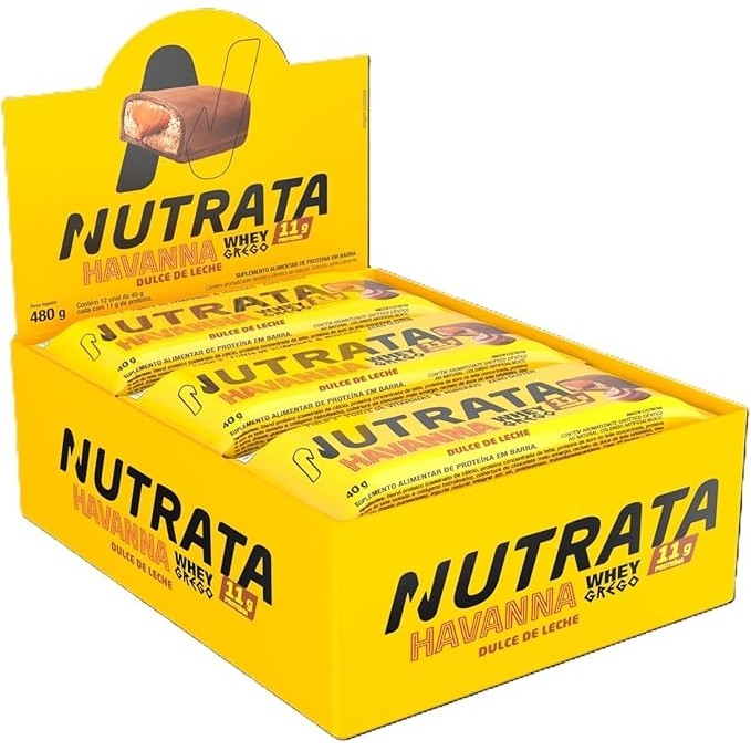 Whey Grego Bar Havanna Display 12 Unidades (480g) - Sabor: Doce de Leite Havanna