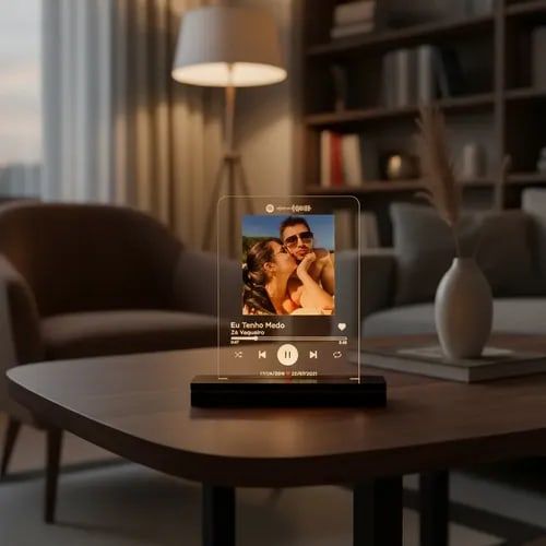 Abajur Luminária Spotify Personalizado Foto Colorida Rgb