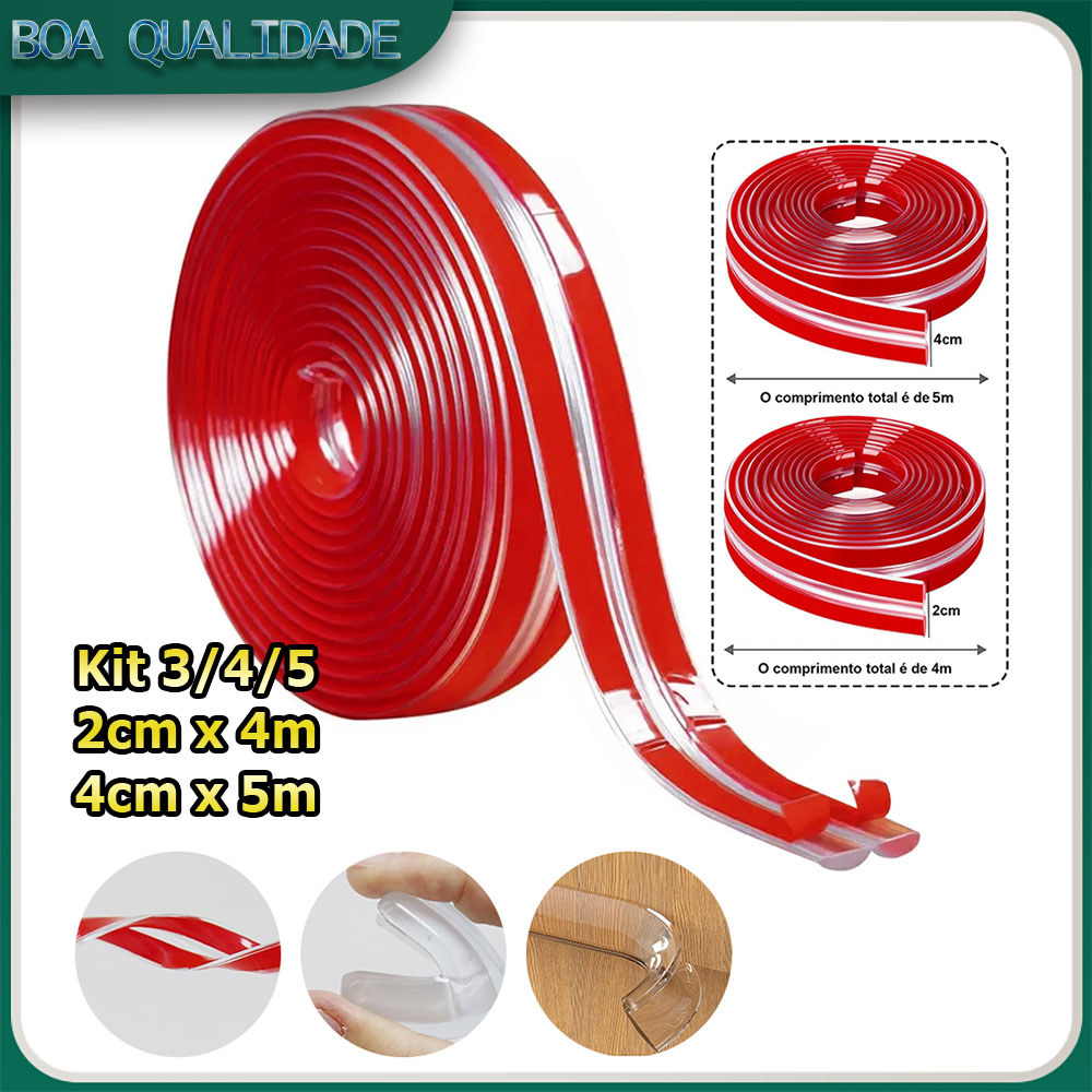 Kit 4/5/6 Protetores de canto protetores de canto autoadesivos tiras de impacto transparentes para mesas e armários