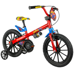 Bicicleta Infantil Aro 16 Nathor Spider Man Freio V-Brake 1 Marcha