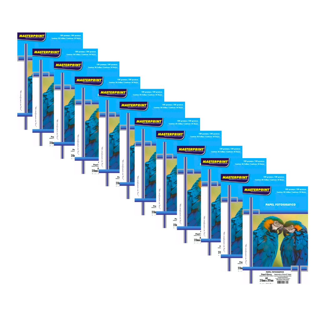 Kit Papel Fotográfico 180g Glossy A4 - S/ Adesivo MASTERPRINT