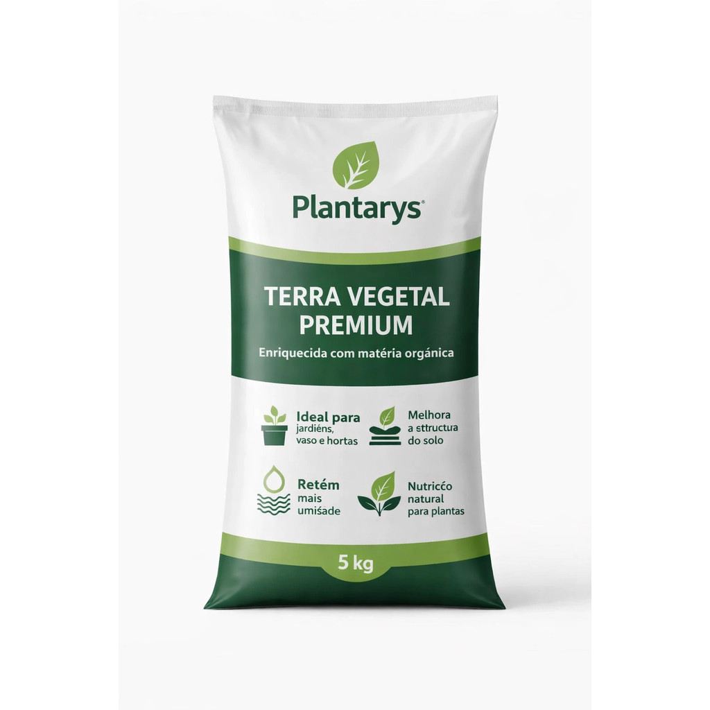 20kg Terra Vegetal Premium Adubada  Saco 10kg, 5kg e 2kg rica de nutrientes para cultivo