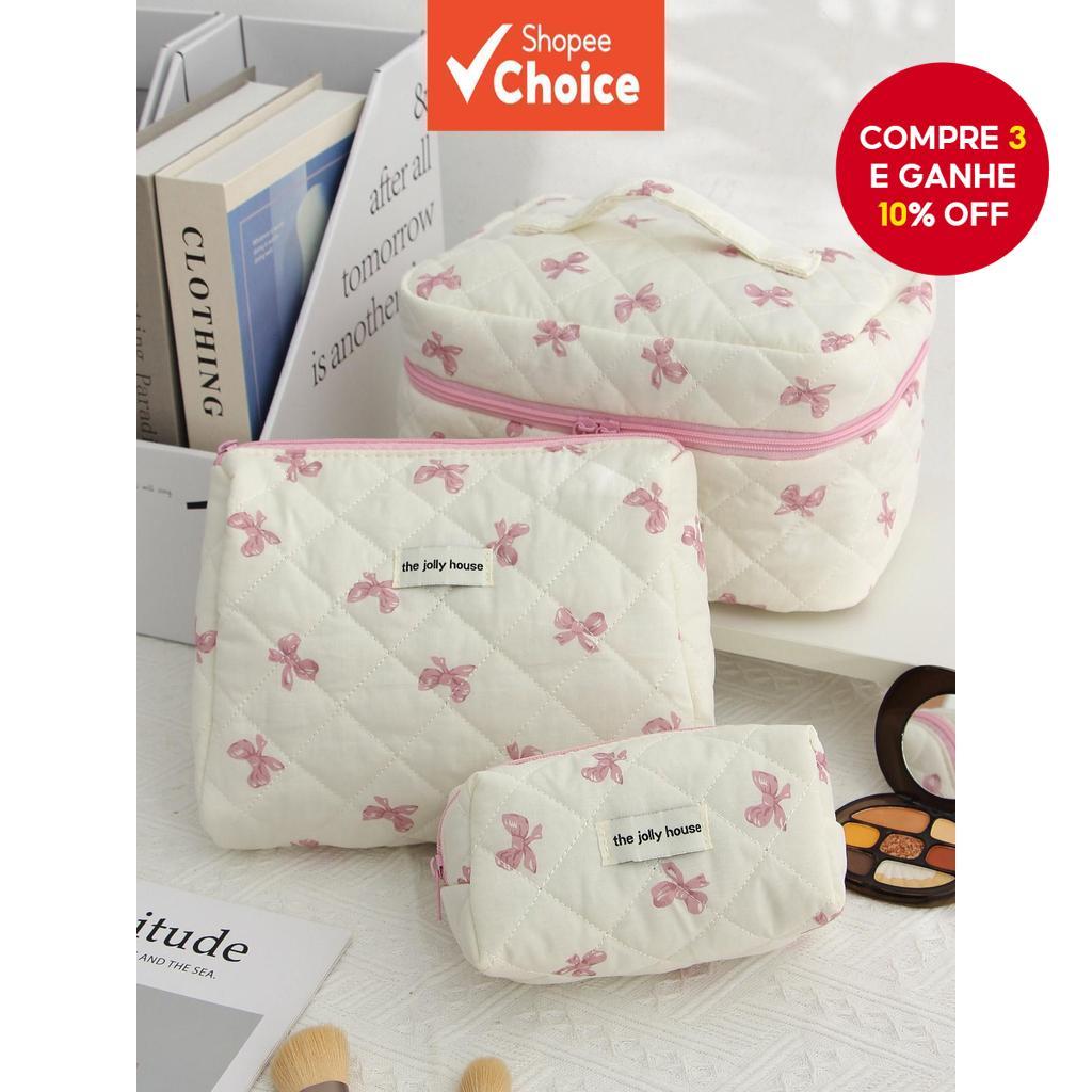  One Piece, Bolsa Cosmética com Padrão de Laço Simples, Bolsa Cosmética Portátil, Adequada para Armazenamento de