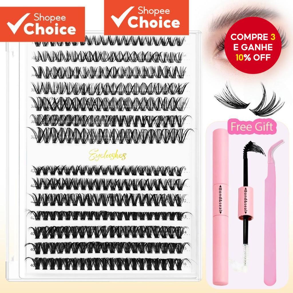 280 Unidades Kit De Extensão De Cílios DIY-Conjunto De Curvatura D , Extensões Únicos De 9-16 Mm