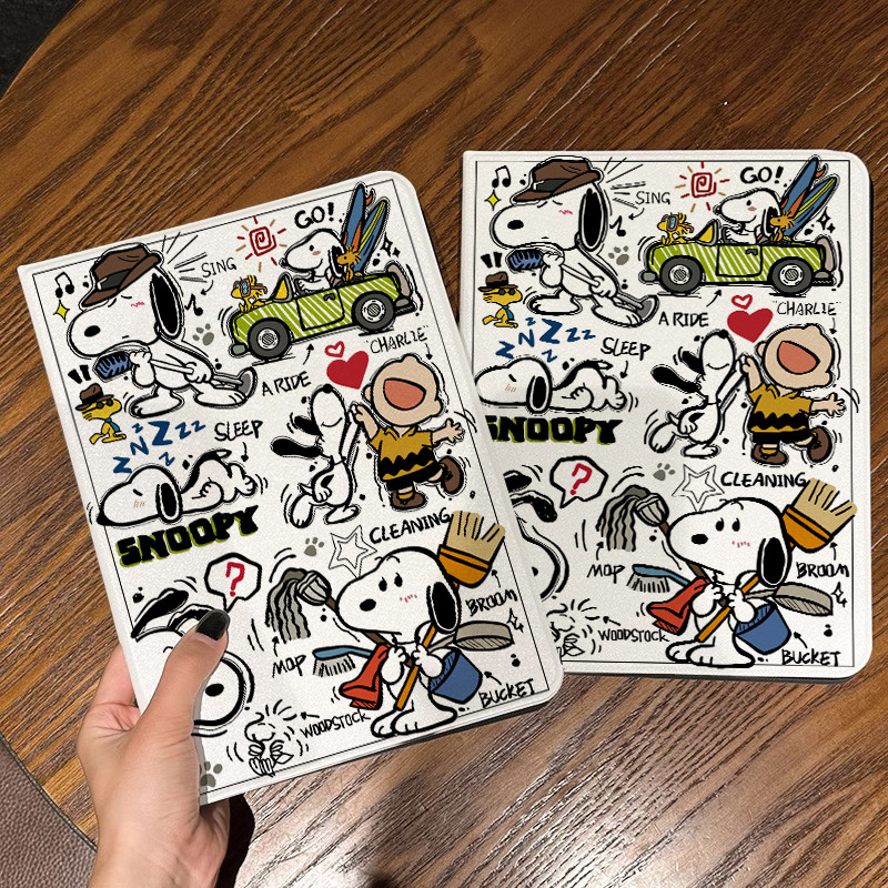 Capa Capinha Flip SNOOPY para Tablet iPad Mini Air Pro 10.5 10.9 12.9 pol9 geracāo Case Slot para Cane