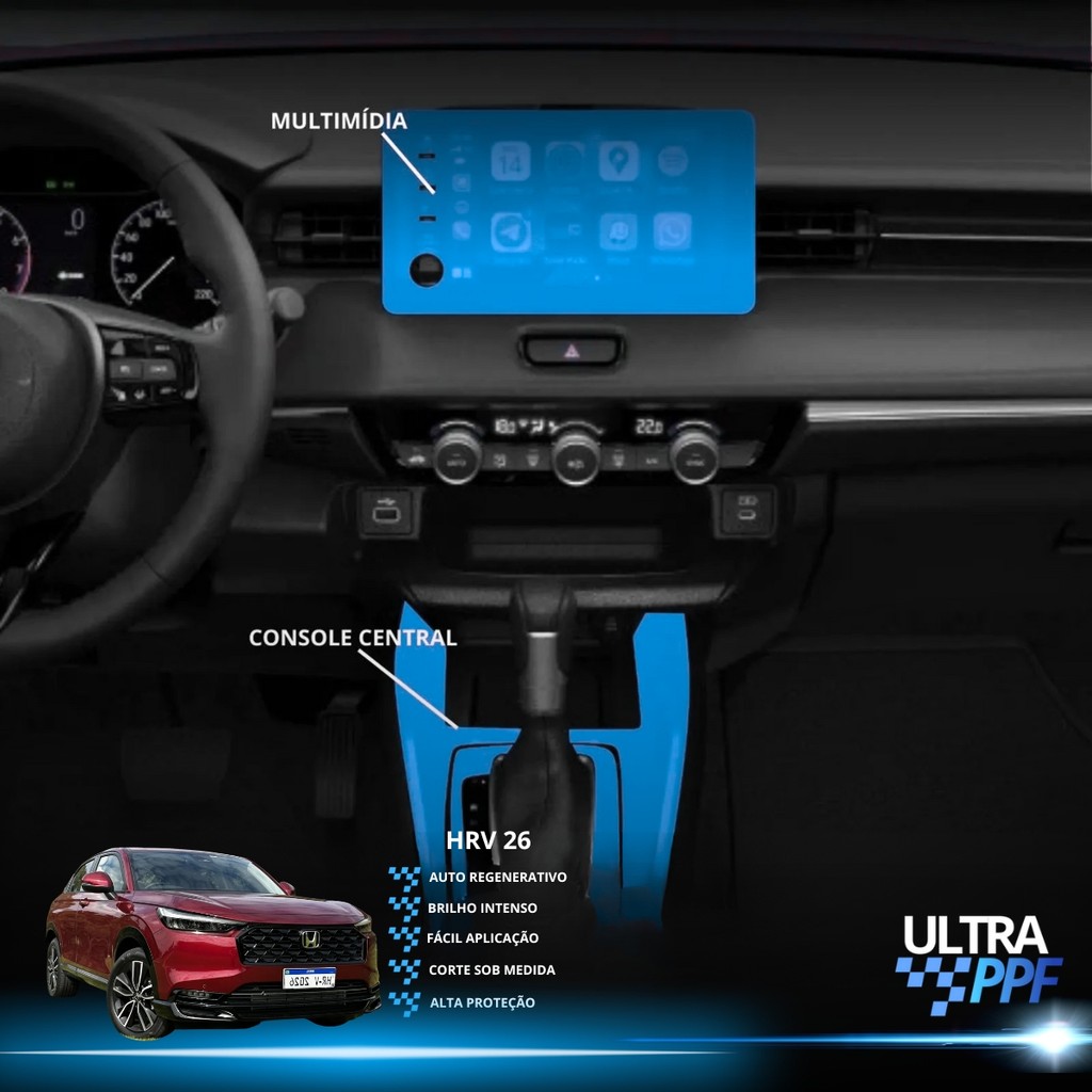 Película PPF Console Central Multimídia Honda HRV 26