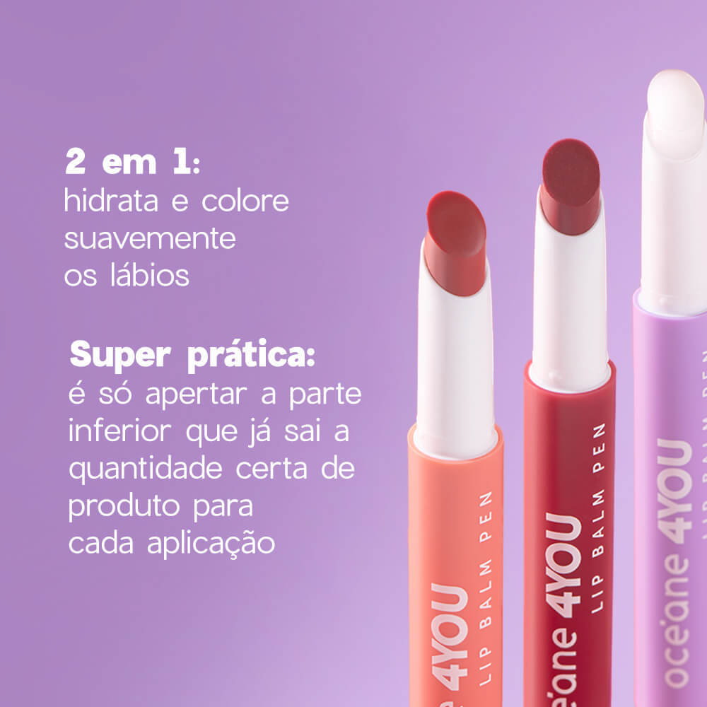 Detalhes do Hidratante Labial - Lip Balm Pen Clear 4you 1,8g