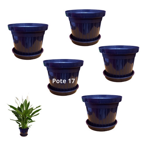 Kit 5 Vaso Redondo Pote 17 + 5 Prato 14cm Orquídea Cymbidium