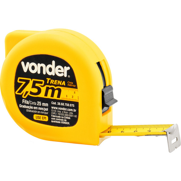 Trena aço 7,5mx25mm curta econômica - Vonder em Oferta na Shopee