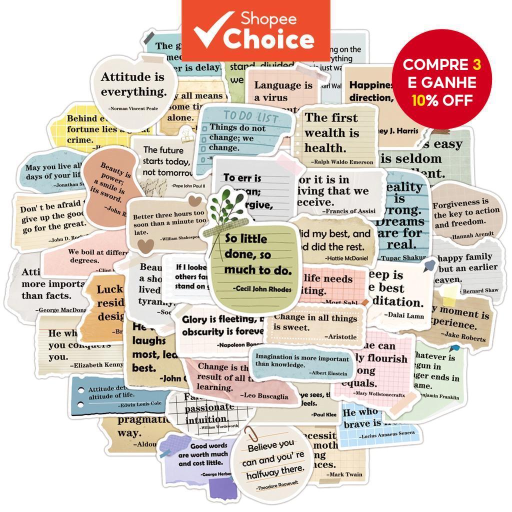 50 Peças Adesivos De Citações Inspiradoras-Decalques De Texto À Prova D'água Para Garrafa De Água Caderno Abas Da Bíblia em Oferta na Shopee