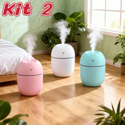Kit 2 Umidificador de Ar Difusor Egg LED 250ml Purificador de Ar Casa Escritório Escola