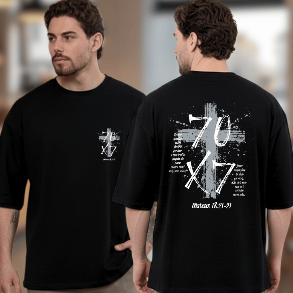[Camiseta Premium em Algodão Puro]CC Camiseta Oversized Masculina Algodão Premium - Cristã 70x7 - Moda Streetwear
