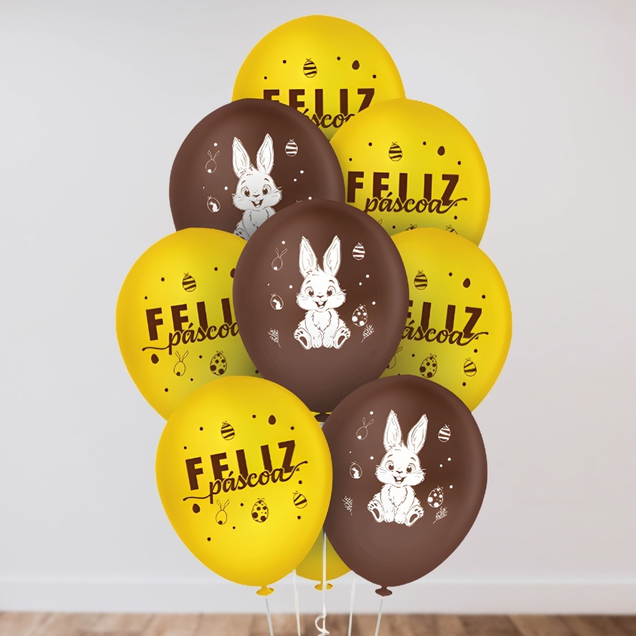 Balão Látex Redondo 9" Feliz Páscoa - 23cm - 25 unidades - Regina - Rizzo
