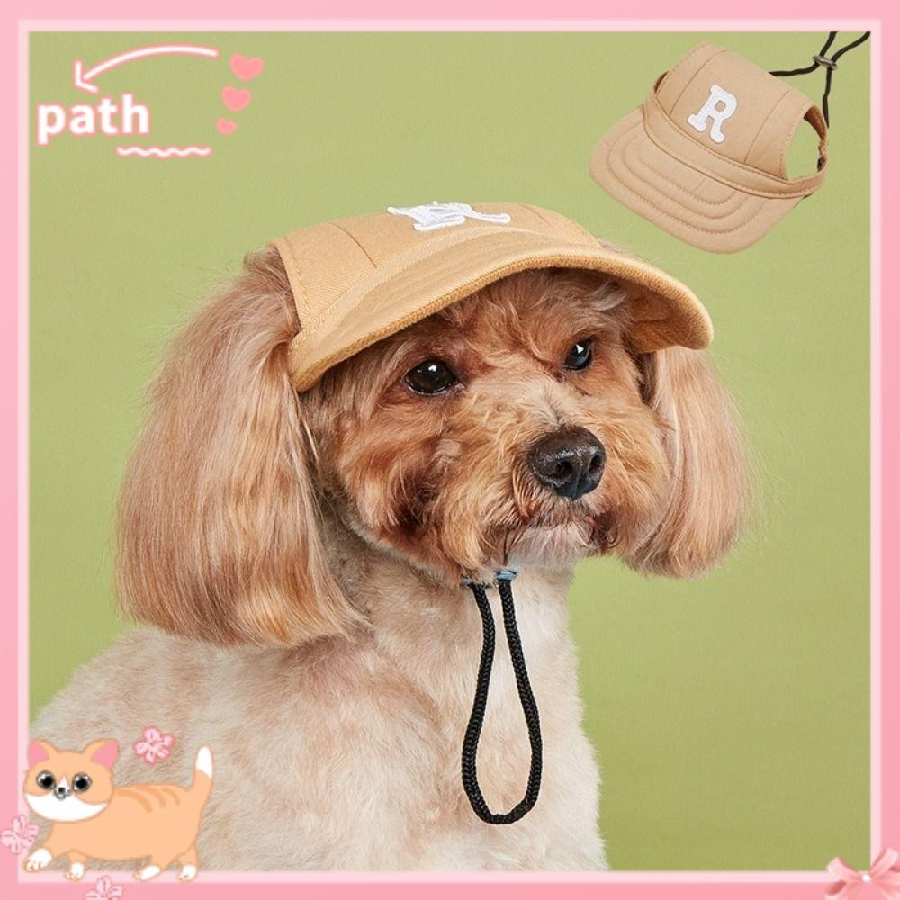 Boné Bordado PATH Para Cachorro , Chapéu De Sol Macio Com Furos Nas Orelhas Protetor Solar Ajustável Letras Bordadas