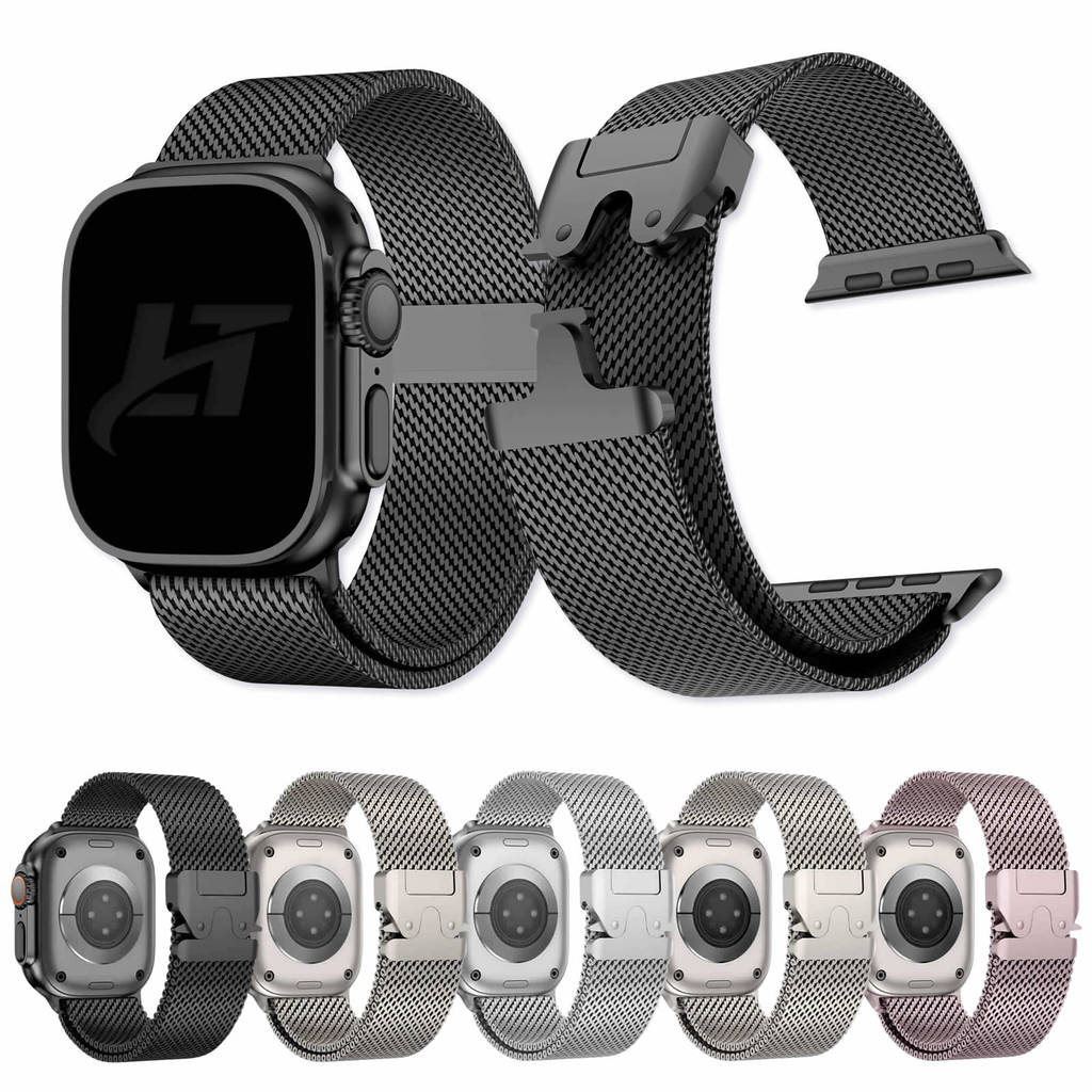 Pulseira Milanese Fecho Gancho LTimports para Apple Watch 42mm 11/10 41mm Series