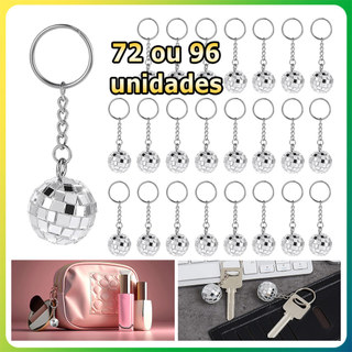 72/96 peças Chaveiro com bola de discoteca chaveiro com bola espelhada mini bola de discoteca Prata