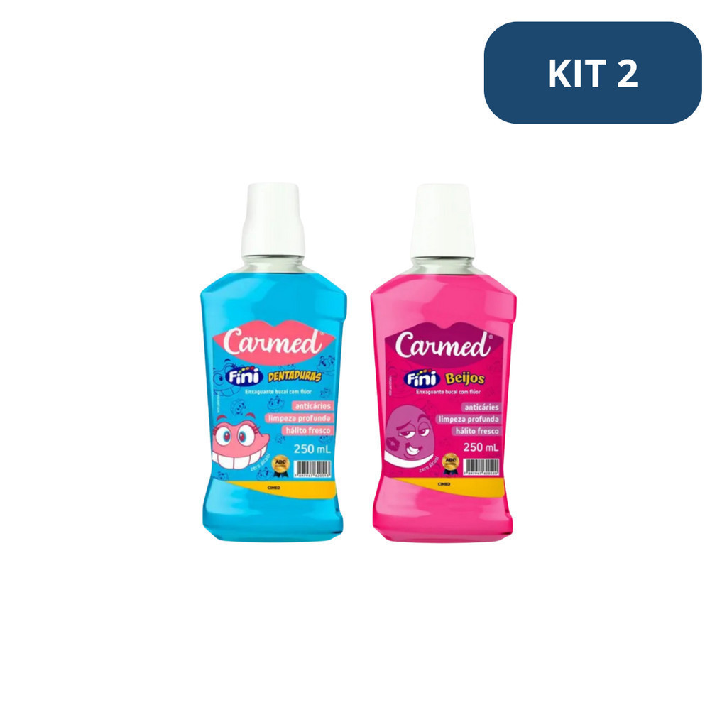 Kit 2 Enxaguante Bucal Carmed Fini Beijos e Dentadura 250 Ml