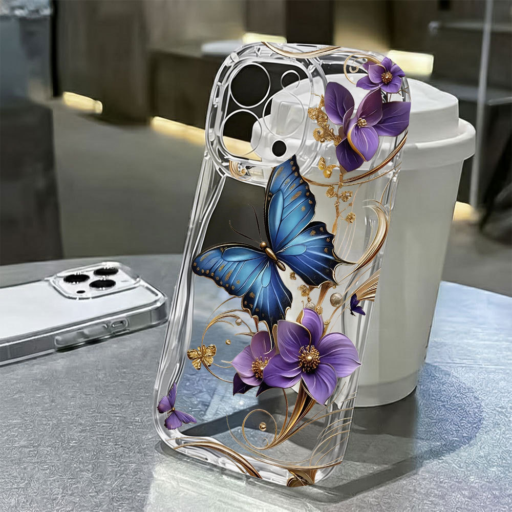 Capinha Capa Para Samsung Galaxy A03 A04E A05 A06 A10 A11 A12 A13 A14 A15 A16 Transparente Borboleta Estilo Luxo FA512