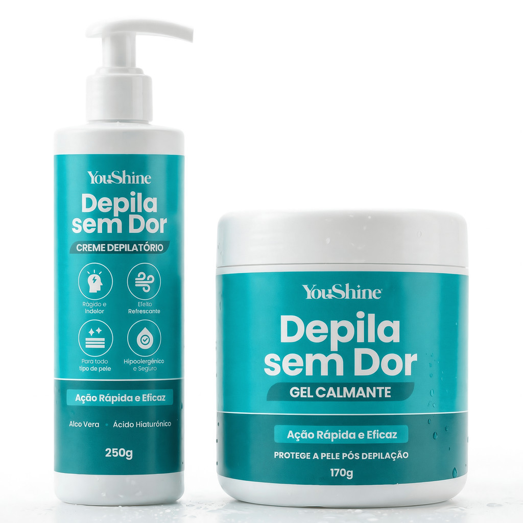 Kit Depila Sem Dor Creme Depilatório + Gel Calmante Pós Depilação Corporal YouShine Pernas Axilas