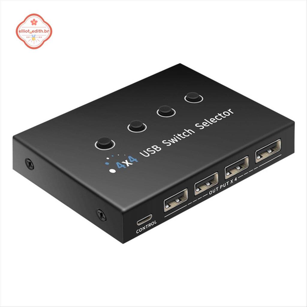 4 Em 4 Saídas KVM USB2.0 Switch Hub Adaptador USB2.0 Impressora Splitter Switcher Para PC Laptop Teclado Mouse Monitor