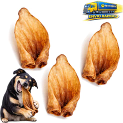 Kit Mordedor Natural Para Cães Orelha Bovina Comestível Petisco Cachorro 3un