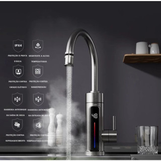 Torneira Elétrica Para Cozinha Banheiro Com Visor de Temperatura Regulagem e Giratória 36…