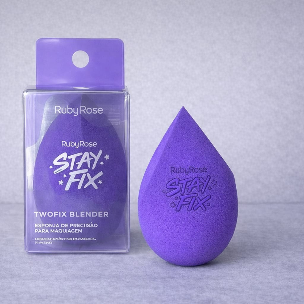 Esponja Stay Fix Twofix Blender Ruby Rose De Maquiagem Chafranda Para Base Corretivo Blush