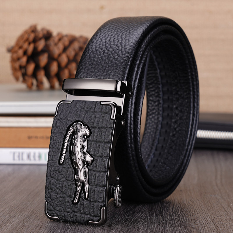 F primeira camada de couro masculino cinto fivela automática negócios Casual dominador personalidade na moda cinto de co