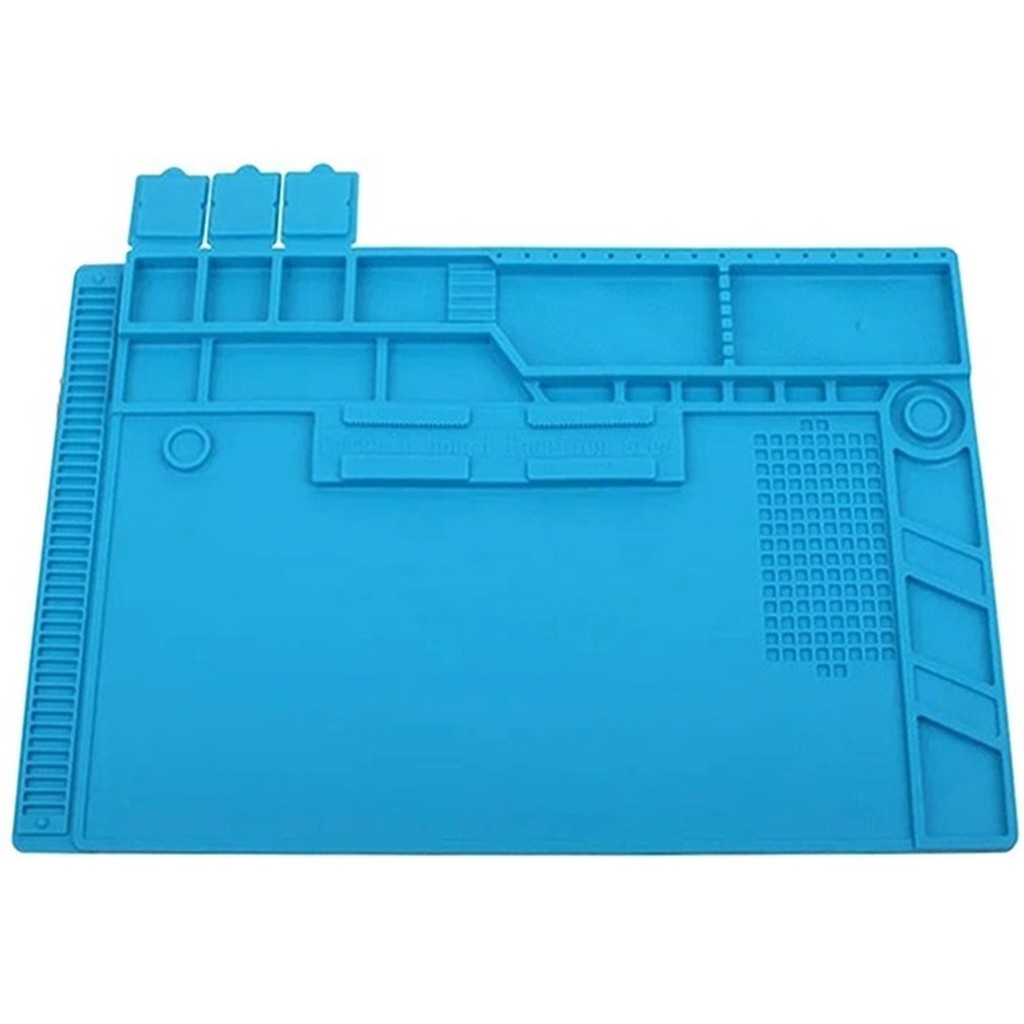 Tapete Manta Silicone Azul 48x32cm Com Porta Parafusos Reparos e Manutenção Eletrônica e Soldagem